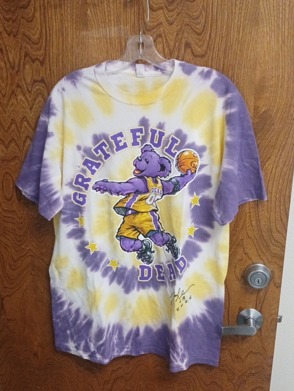 Liquid Blue Grateful Dead Dancing Bear Purple & Yellow Tie-Dye Graphic Shirt